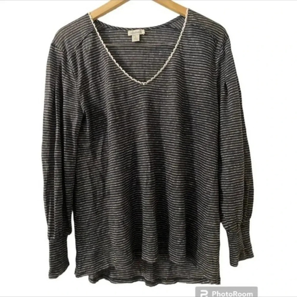Sundance Mariner Journey Striped Linen Top - Picture 1 of 6